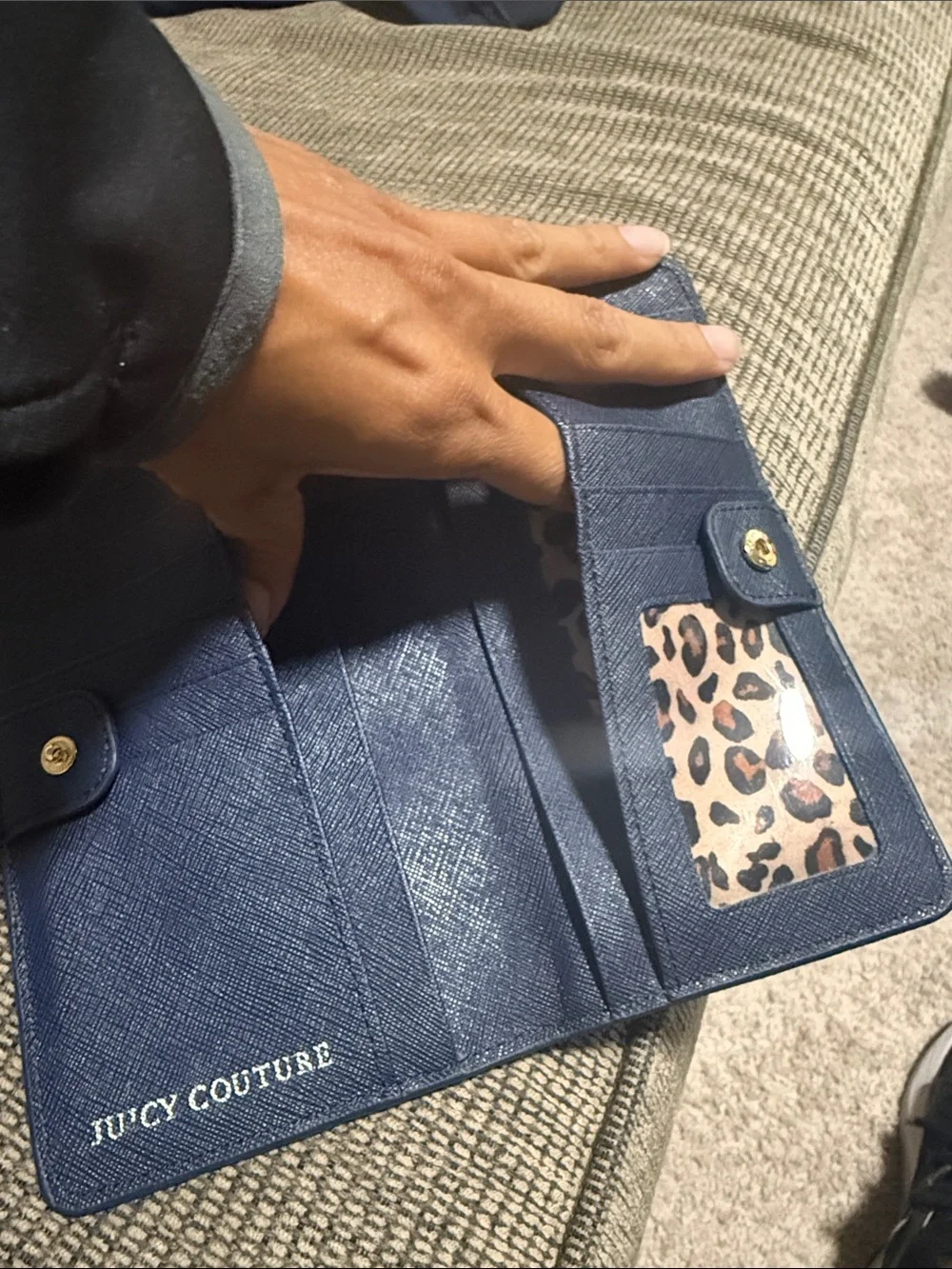 Vintage Juicy Couture Navy Card & Key Holder with Gold Crest